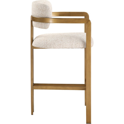 Aurum Beige Linen Textured Fabric Upholstered Counter Stool