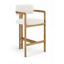 Aurum Cream Linen Textured Fabric Upholstered Counter Stool