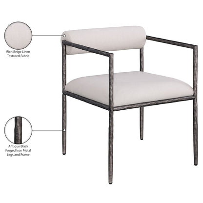 Axis Beige Linen Textured Fabric Upholstered Dining Chair, Set of 2