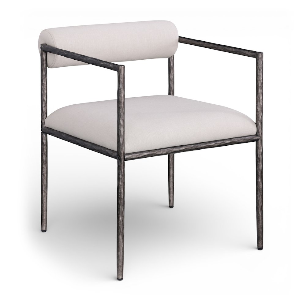 Axis Beige Linen Textured Fabric Upholstered Dining Chair, Set of 2