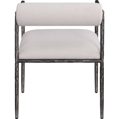 Axis Beige Linen Textured Fabric Upholstered Dining Chair, Set of 2