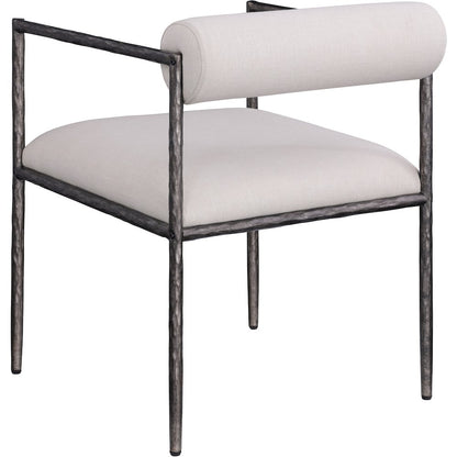 Axis Beige Linen Textured Fabric Upholstered Dining Chair, Set of 2