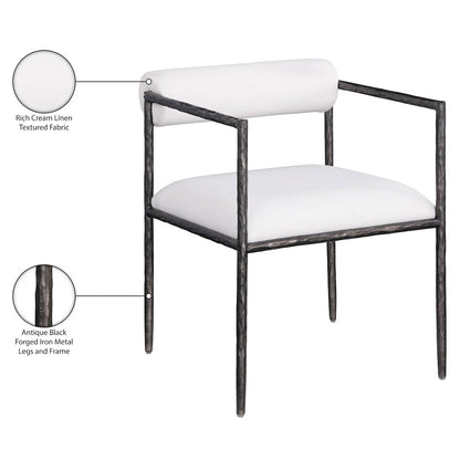 Axis Cream Linen Textured Fabric Upholstered Dining Chair, Set of 2