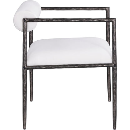 Axis Cream Linen Textured Fabric Upholstered Dining Chair, Set of 2