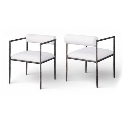 Axis Cream Linen Textured Fabric Upholstered Dining Chair, Set of 2