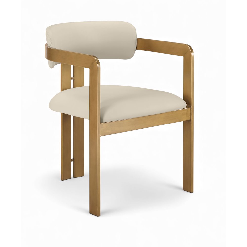Aurum Beige Vegan Leather Upholstered Dining Chair, Set of 2