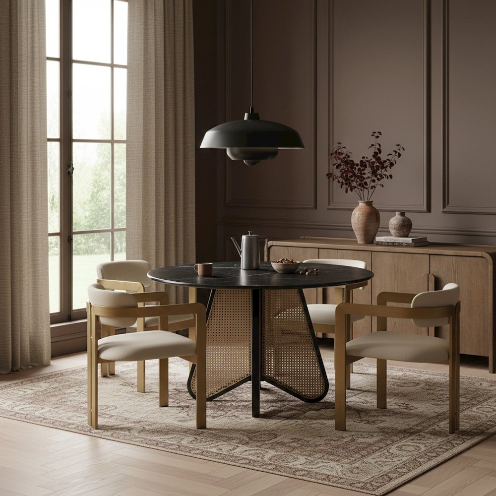 Aurum Beige Vegan Leather Upholstered Dining Chair, Set of 2