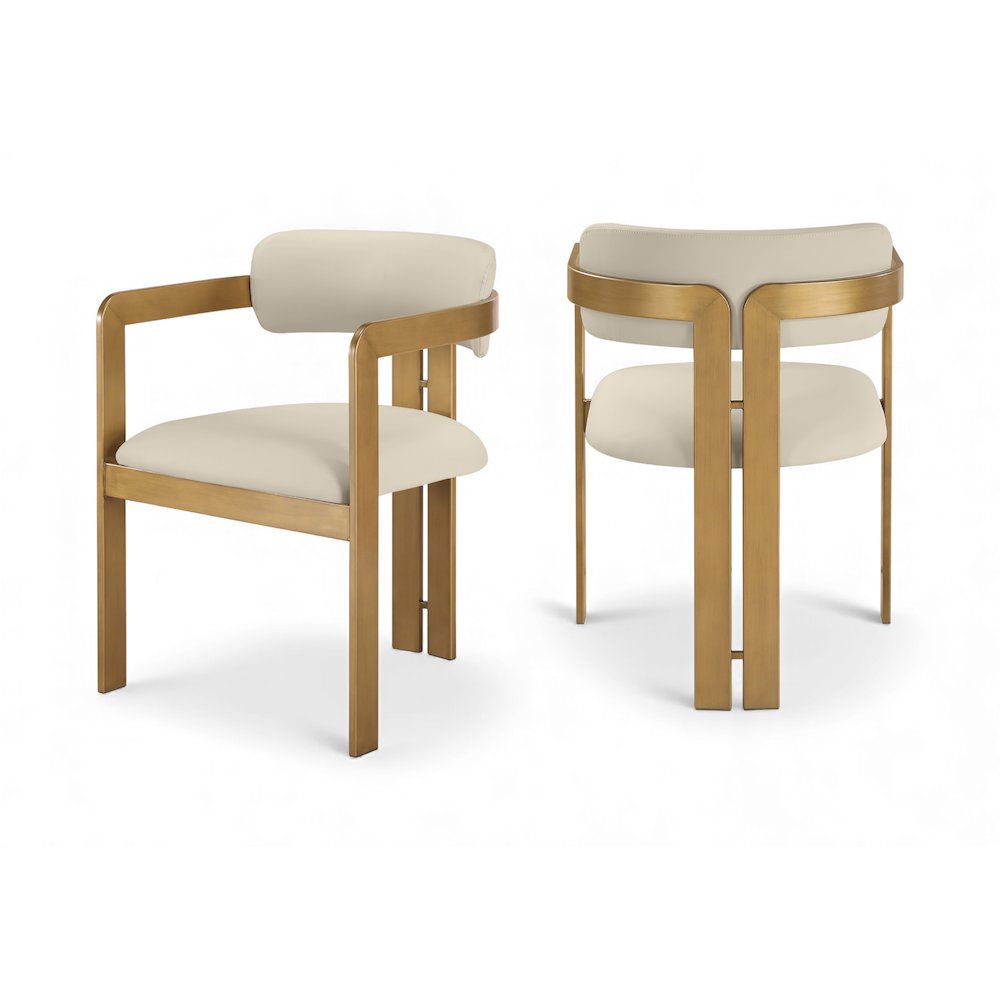 Aurum Beige Vegan Leather Upholstered Dining Chair, Set of 2