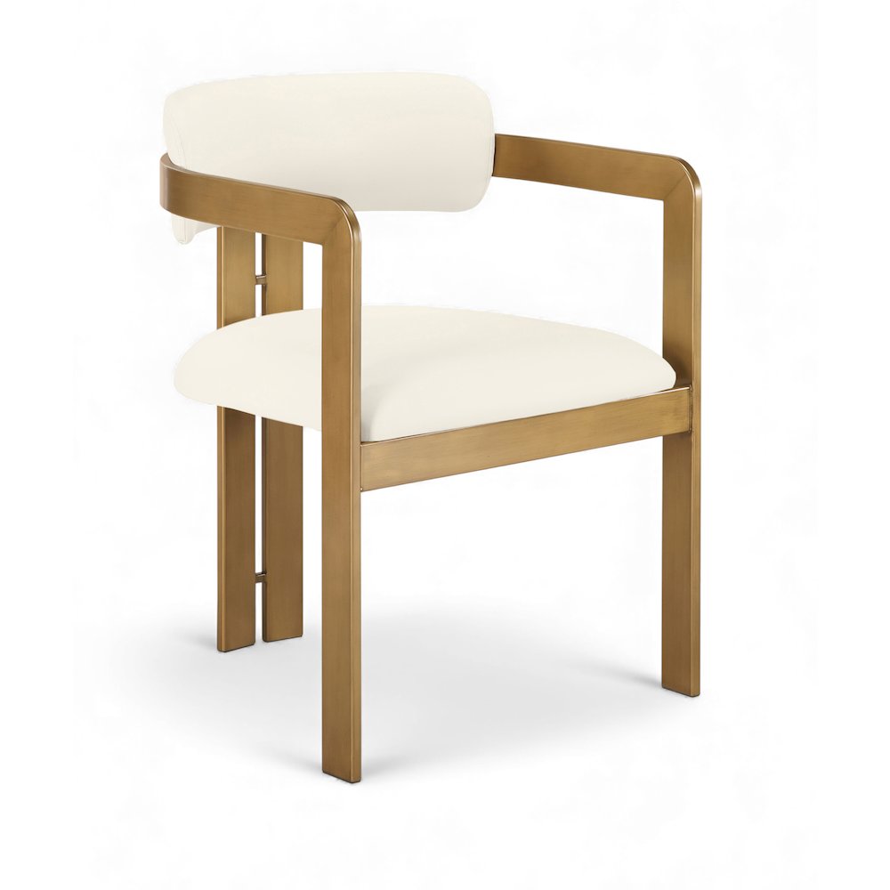 Aurum Cream Vegan Leather Upholstered Dining Chair, Set of 2