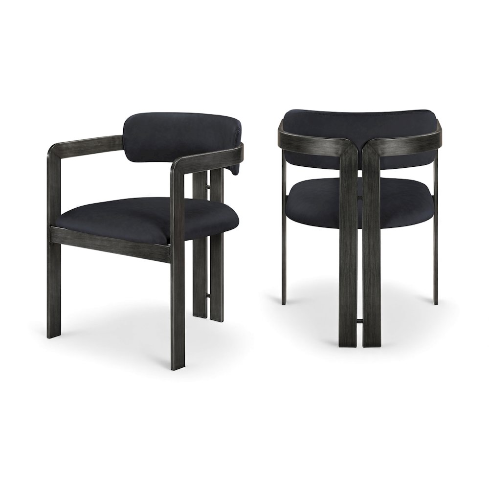 Aurum Black Vegan Leather Upholstered Dining Chair, Set of 2