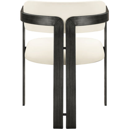Aurum Cream Vegan Leather Upholstered Dining Chair, Set of 2