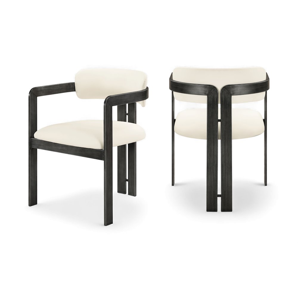 Aurum Cream Vegan Leather Upholstered Dining Chair, Set of 2