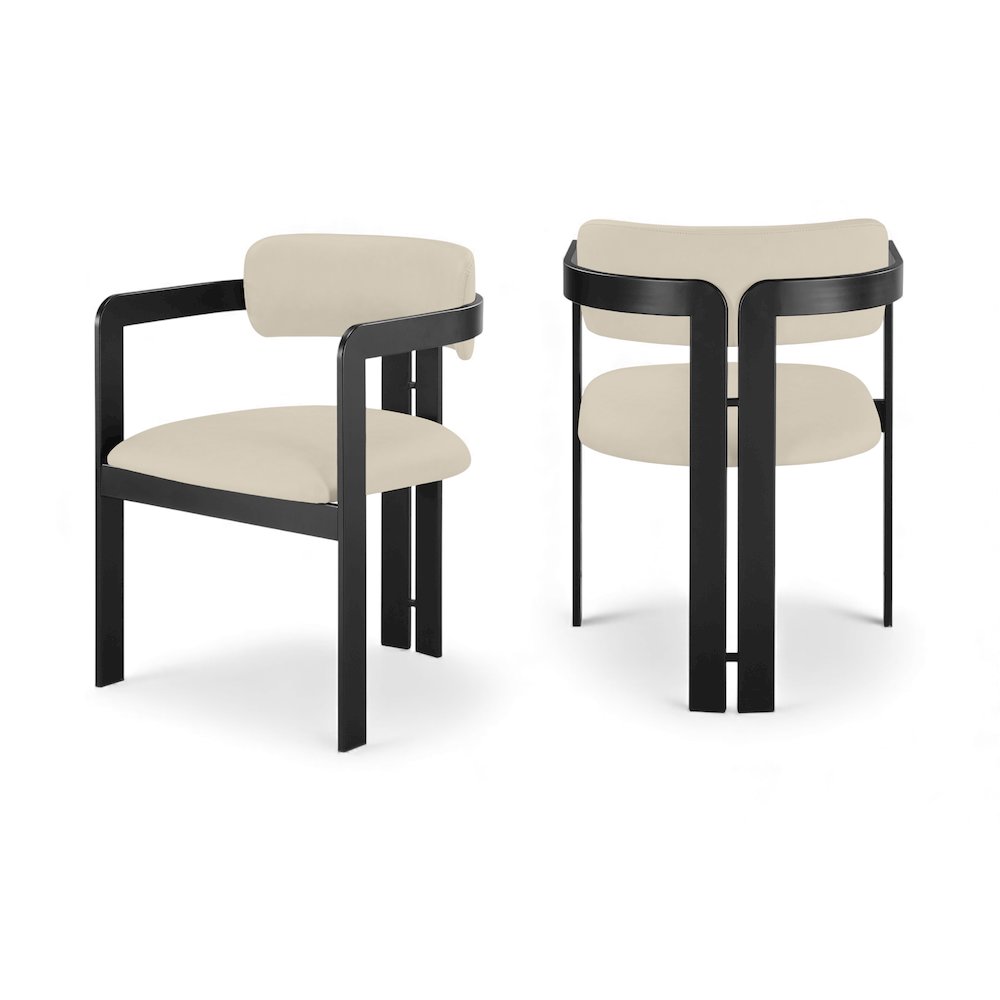 Aurum Beige Vegan Leather Upholstered Dining Chair, Set of 2