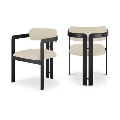 Aurum Beige Vegan Leather Upholstered Dining Chair, Set of 2