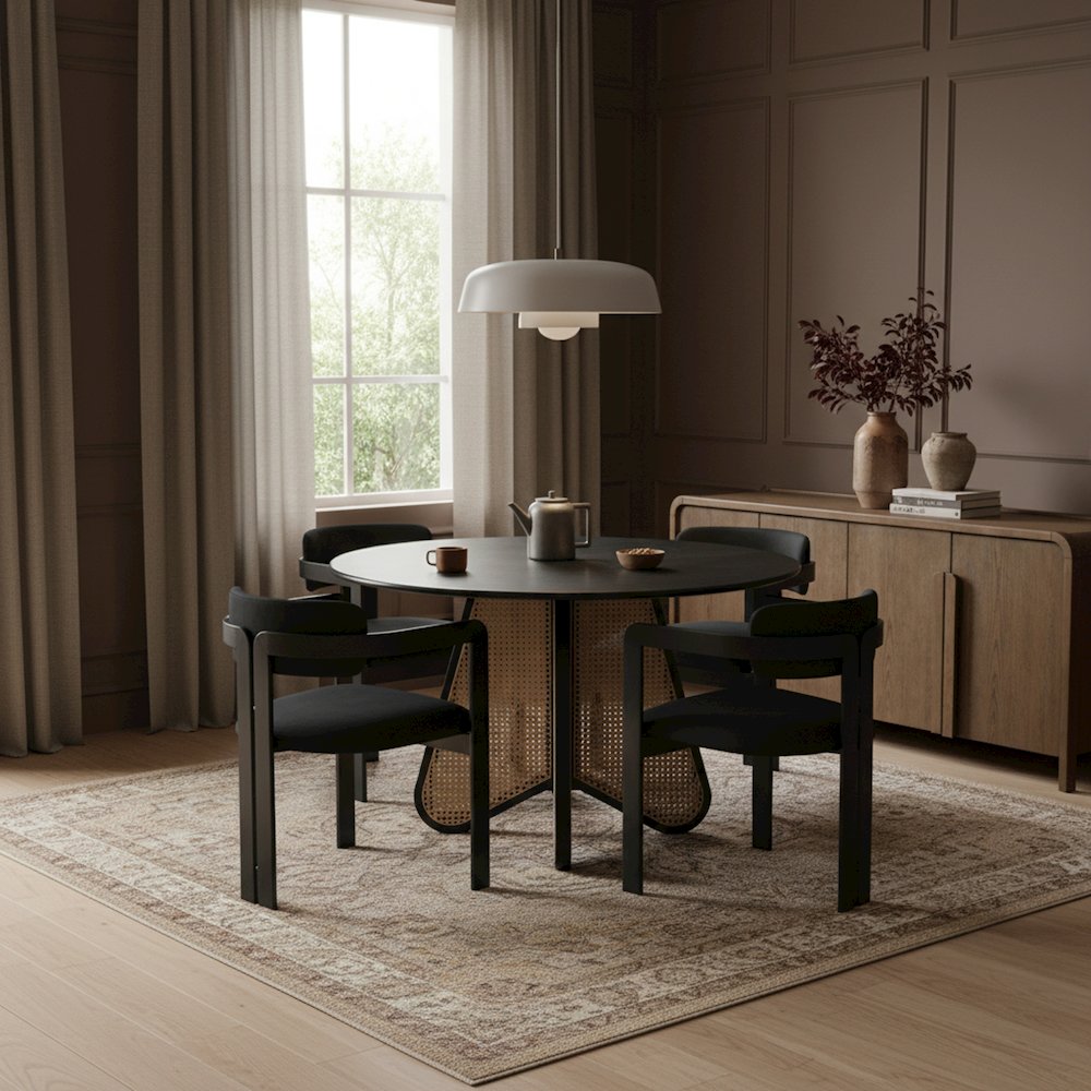 Aurum Black Vegan Leather Upholstered Dining Chair, Set of 2