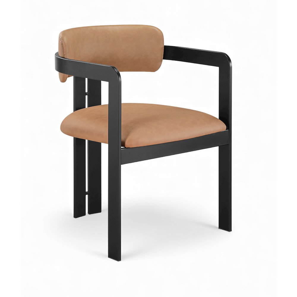 Aurum Cognac Vegan Leather Upholstered Dining Chair, Set of 2