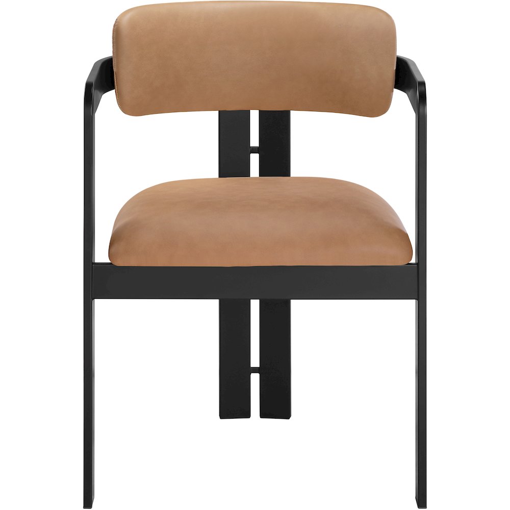 Aurum Cognac Vegan Leather Upholstered Dining Chair, Set of 2