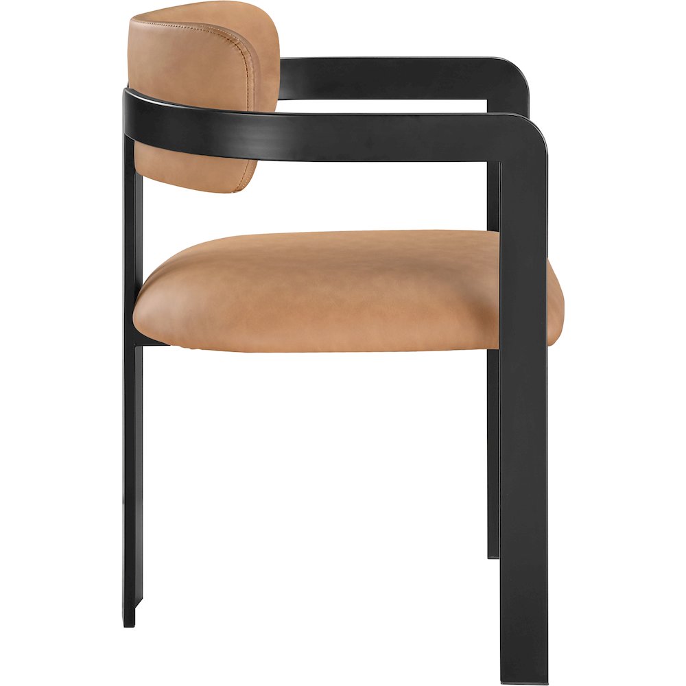Aurum Cognac Vegan Leather Upholstered Dining Chair, Set of 2
