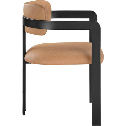 Aurum Cognac Vegan Leather Upholstered Dining Chair, Set of 2