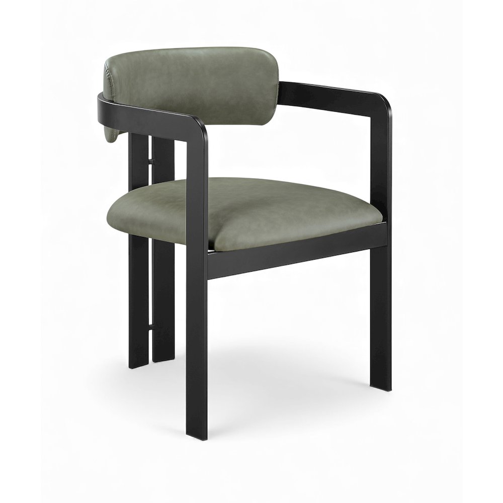 Aurum Green Vegan Leather Upholstered Dining Chair, Set of 2