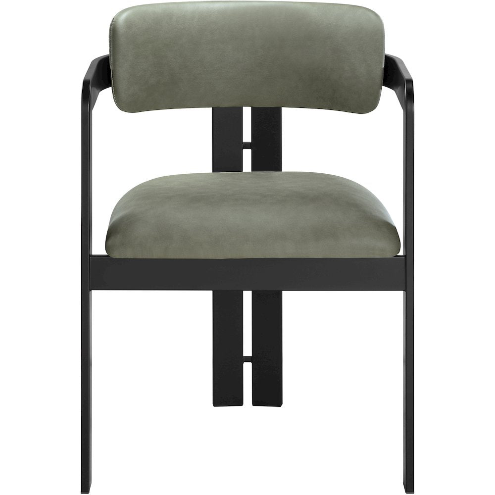 Aurum Green Vegan Leather Upholstered Dining Chair, Set of 2