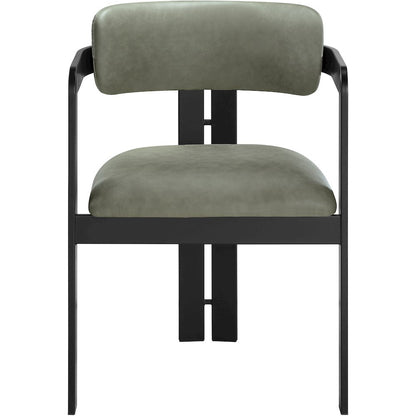 Aurum Green Vegan Leather Upholstered Dining Chair, Set of 2