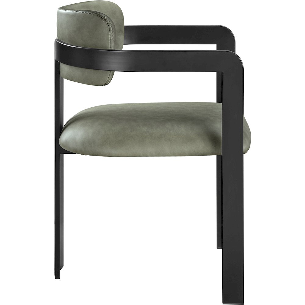 Aurum Green Vegan Leather Upholstered Dining Chair, Set of 2