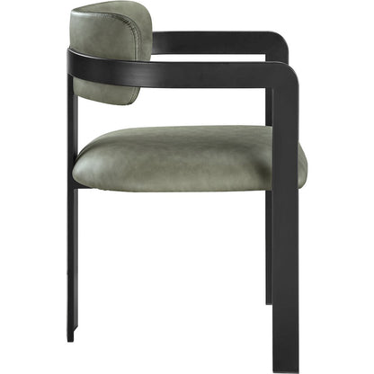Aurum Green Vegan Leather Upholstered Dining Chair, Set of 2