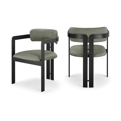 Aurum Green Vegan Leather Upholstered Dining Chair, Set of 2