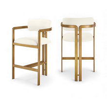Aurum Cream Vegan Leather Upholstered Counter Stool