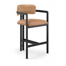 Aurum Cognac Vegan Leather Upholstered Counter Stool