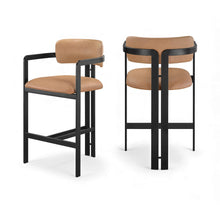 Aurum Cognac Vegan Leather Upholstered Counter Stool