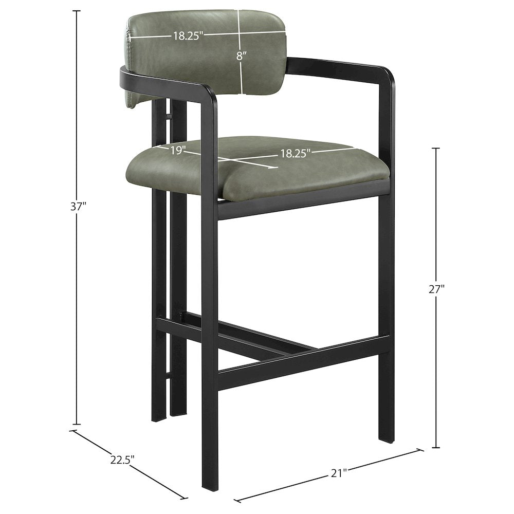 Aurum Green Vegan Leather Upholstered Counter Stool