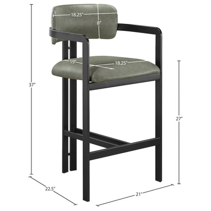 Aurum Green Vegan Leather Upholstered Counter Stool