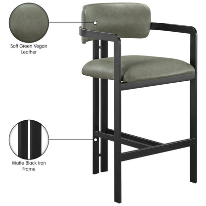 Aurum Green Vegan Leather Upholstered Counter Stool