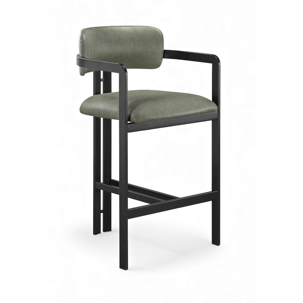 Aurum Green Vegan Leather Upholstered Counter Stool