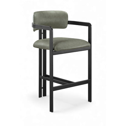 Aurum Green Vegan Leather Upholstered Counter Stool