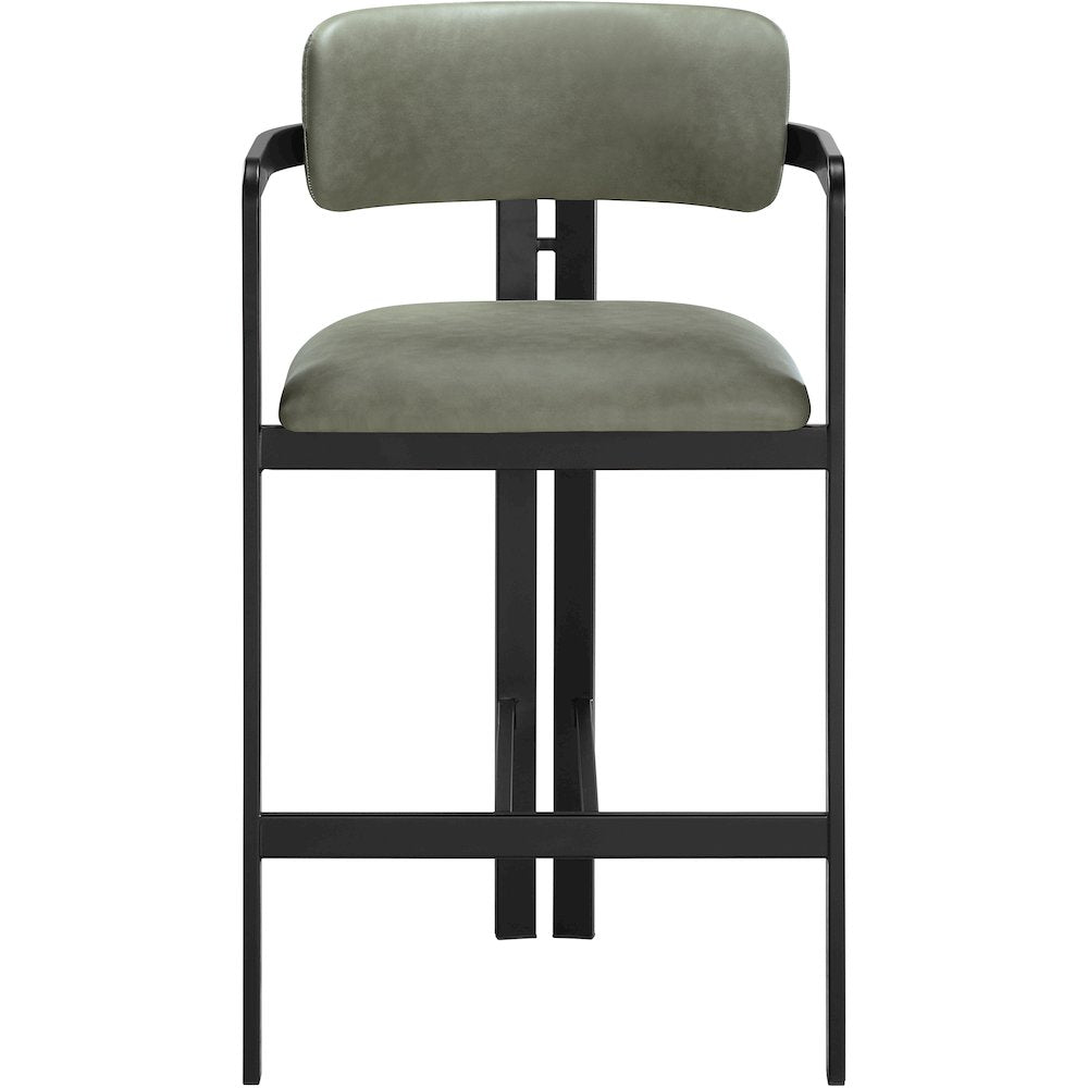 Aurum Green Vegan Leather Upholstered Counter Stool