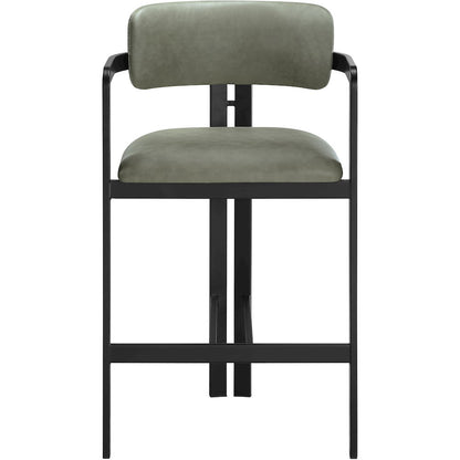 Aurum Green Vegan Leather Upholstered Counter Stool
