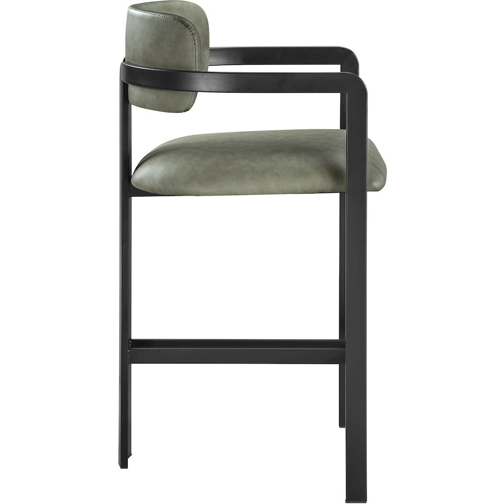 Aurum Green Vegan Leather Upholstered Counter Stool