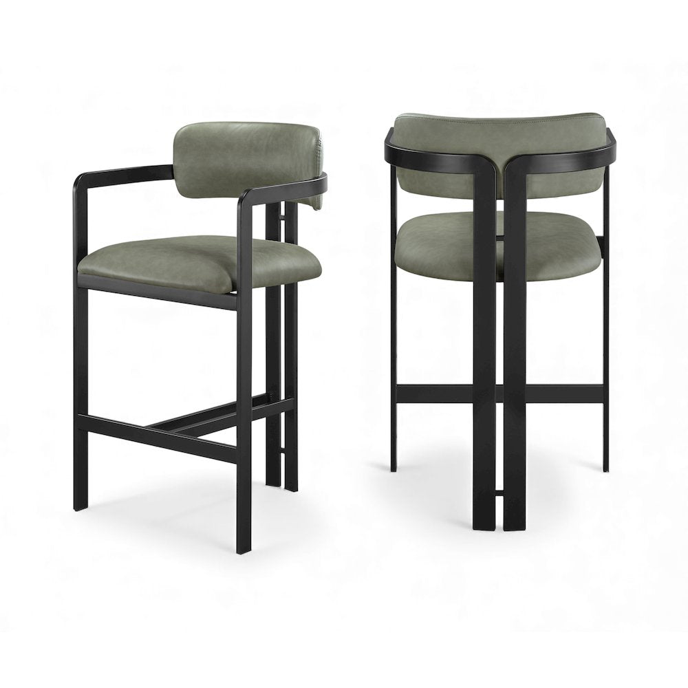 Aurum Green Vegan Leather Upholstered Counter Stool