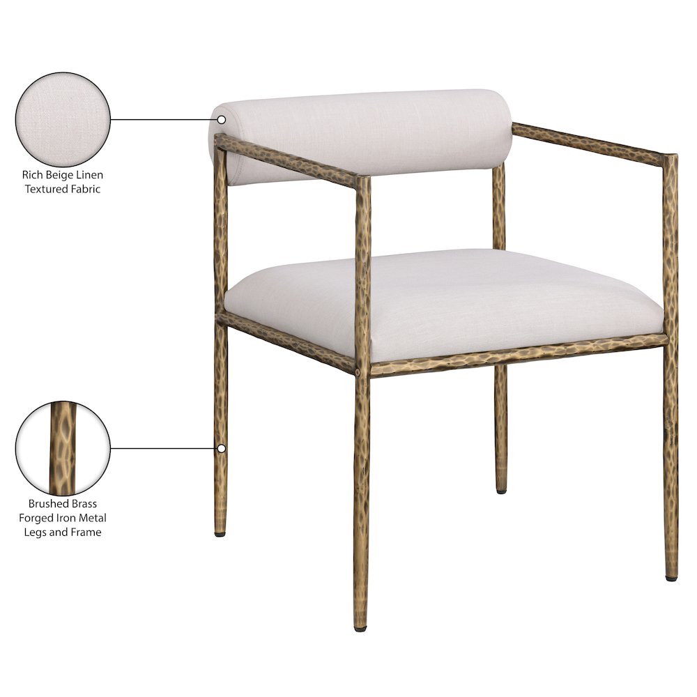 Axis Beige Linen Textured Fabric Upholstered Dining Chair, Set of 2