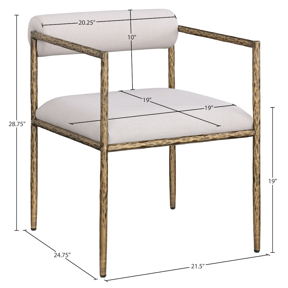Axis Beige Linen Textured Fabric Upholstered Dining Chair, Set of 2
