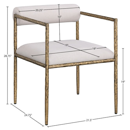 Axis Beige Linen Textured Fabric Upholstered Dining Chair, Set of 2