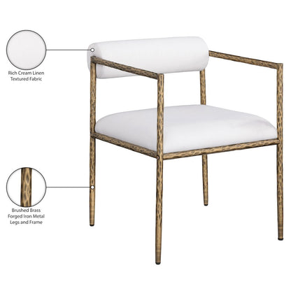 Axis Cream Linen Textured Fabric Upholstered Dining Chair, Set of 2