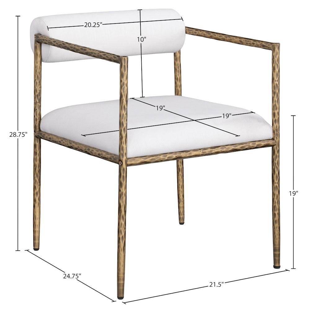 Axis Cream Linen Textured Fabric Upholstered Dining Chair, Set of 2