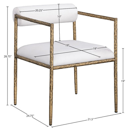 Axis Cream Linen Textured Fabric Upholstered Dining Chair, Set of 2