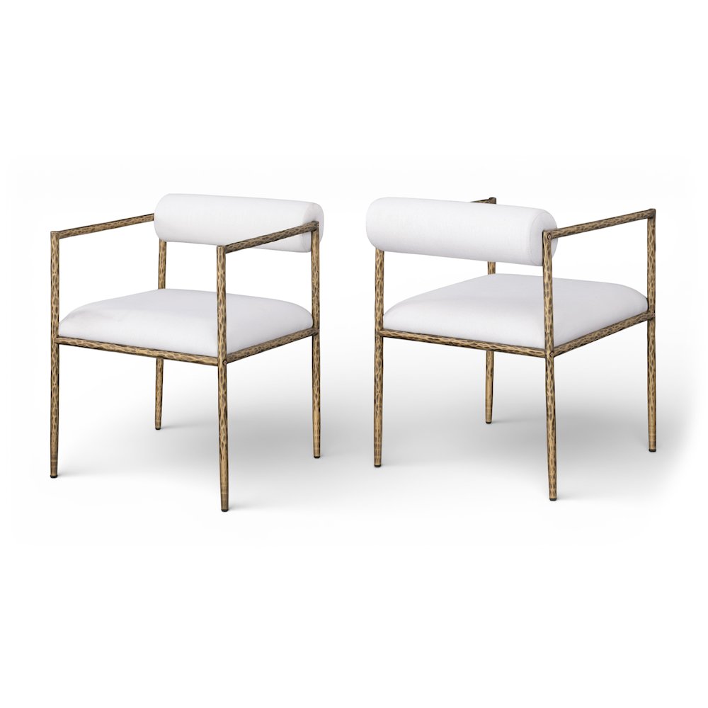 Axis Cream Linen Textured Fabric Upholstered Dining Chair, Set of 2