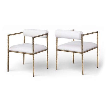Axis Cream Linen Textured Fabric Upholstered Dining Chair, Set of 2