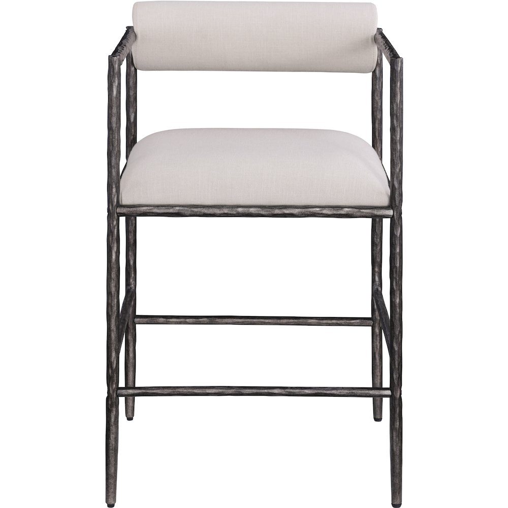 Axis Beige Linen Textured Fabric Upholstered Counter Stool, Set of 2